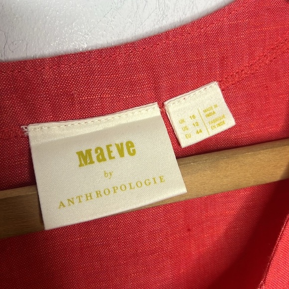 Maeve Anthropologie 100% Linen Lace-Up Blouse Top Size 12 - Picture 10 of 13